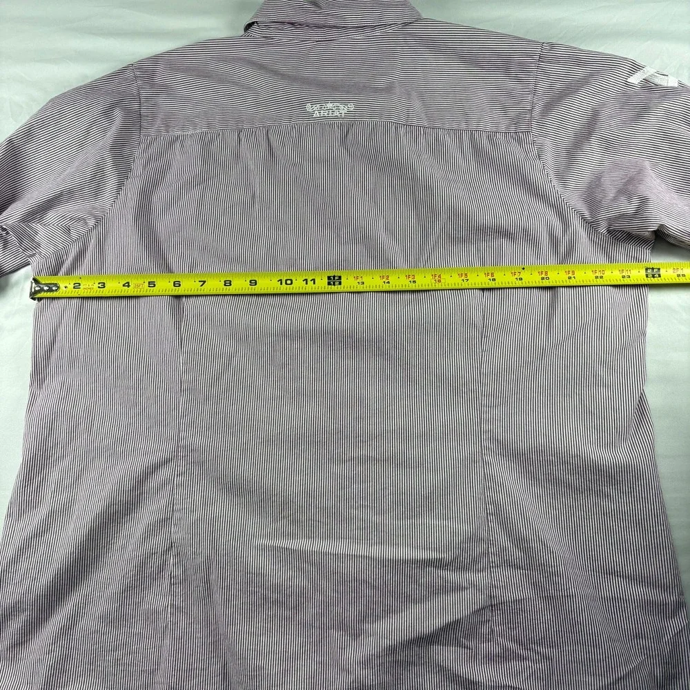 Ariat ReAL Button Down Shirt Womens 1X Purple Striped Logo Sleeve Western - Picture 11 of 12